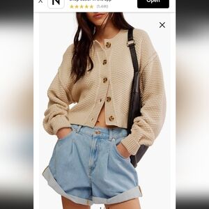 NWOT FREE PEOPLE LILA CROP CARDIGAN,  Sixe:Small